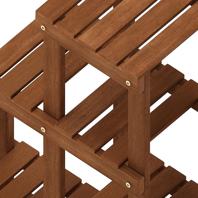 Furinno FG18451 Tioman Hardwood Patio Furniture Outdoor Flower Stand in Teak Oil, Natural