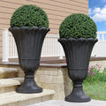 23" Tall Planters for Outdoor Plants Set of 2, Planter with Drainage Holes and Petal Design, Large Outdoor Planters for Porch, Garden, Indoor, Black