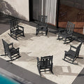 SERWALL Outdoor Rocking Chair Set of 6, Patio Rocking Chair Sets, HDPE Rocking Chair for Adults, Black