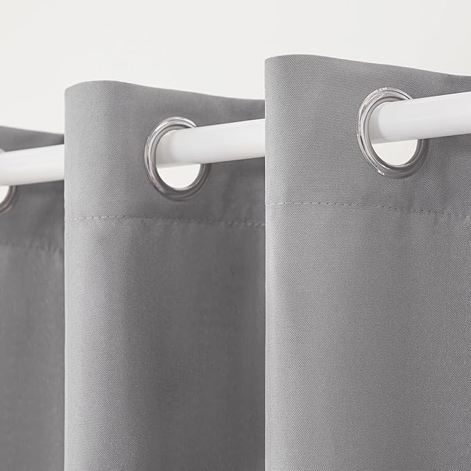 TOWN & COUNTRY BASICS Cabana Solid Heavyweight Indoor Outdoor Curtains, Light Filtering Opacity with Grommet Top, Water Repellent, 2-Pack Set, 54"x108", Medium Grey