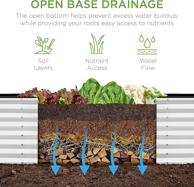 Best Choice Products 8x2x2ft Raised Outdoor Metal Garden Bed, Deep Root Box Planter for Vegetables, Flowers, Herbs, 240 Gallon Capacity, 100% Non Toxic Materials - White