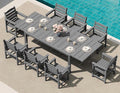 SERWALL 9-Piece Outdoor Dining Set, 60" - 83" Expandable Outdoor Dining Table and 8 HDPE Chairs, All Weather HDPE Outdoor Furniture Set for Backyard, Garden, Grey