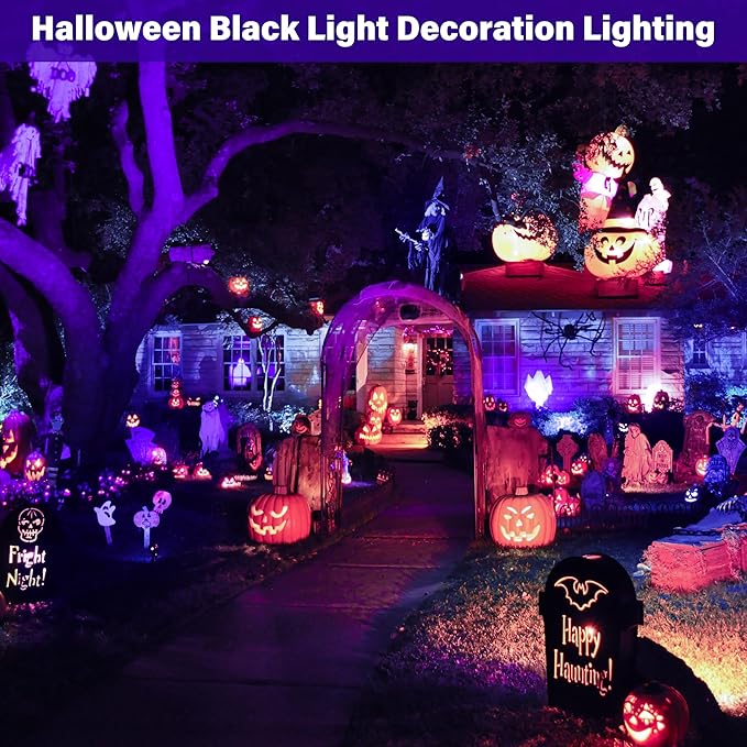 Halloween Outdoor Blacklight Spotlight,12W Outdoor Black Lights for Glow Party,Purple LED Landscape Lighting for Yard Garden Poster Bar Decoration,1Pack