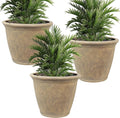 Sunnydaze 24-Inch Anjelica Large Plastic Pot for Plants - Outdoor Double-Walled Large Plastic Planter with Drillable Drainage Holes - Beige - 3pk