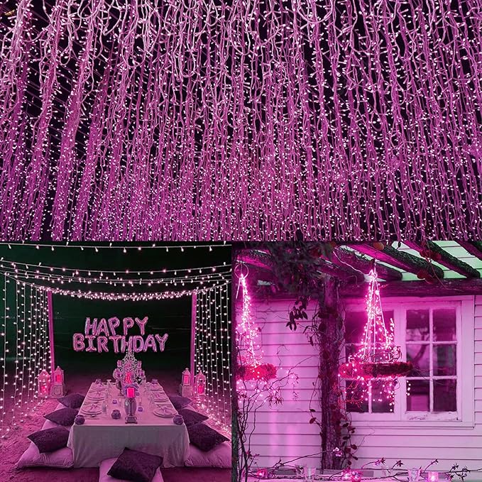 66Ft 200LED Pink Fairy Lights Plug in, Waterproof String Lights Outdoor & Indoor 8 Modes with Timer Valentines Day Decor, Twinkle Light for Girl's Room, Galentines Day, Wedding, Gifts for Women, Lover