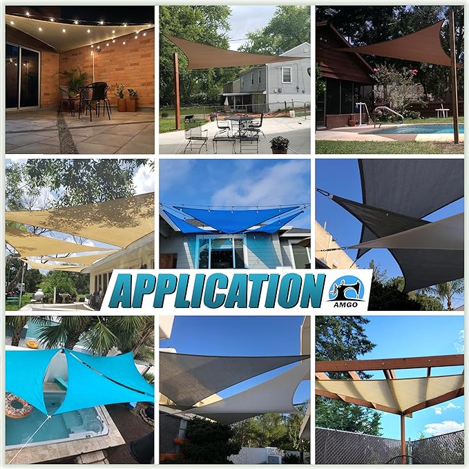 Amgo Custom Size 13' x 13' x 13' Red Triangle Sun Shade Sail UPF50+ AGTAPRT12, Order to Make Canopy Awning, 95% UV Blockage, Water & Air Permeable, Commercial Standard (We Customize)
