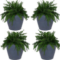 Sunnydaze 24-Inch Anjelica Large Plastic Pot for Plants - Outdoor Double-Walled Large Plastic Planter with Drillable Drainage Holes - Slate - 4pk