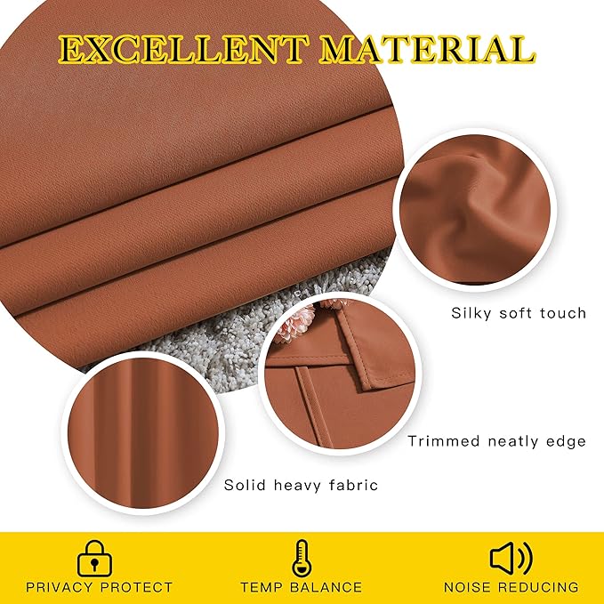 NICETOWN Blackout Burnt Orange Curtain & Drape - Room Darkening Light Blocking Window Treatment for Living Room, W52 x L84, 1 Panel