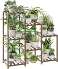 Bamworld Plant Stand Indoor Plant Shelf Outdoor Wood Plant Rack for Multiple Plants 3 Tiers Ladder Plant Holder for Living Room Patio Boho Home Decor for Gardening