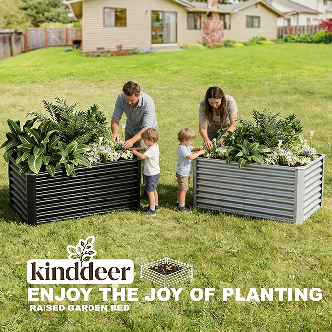 4x2x2ft(2 Pack) Raised Garden Bed Kit, Galvanized Planter Garden Boxes Outdoor, Metal Raised Garden Beds for Vegetables,Fruits, Flower,Black