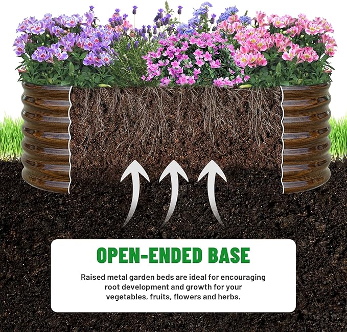 SnugNiture Galvanized Steel Raised Garden Bed Kit, 6x2x2 ft Large Metal Planter Box Outdoor for Gardening Vegetables, Flowers and Fruits