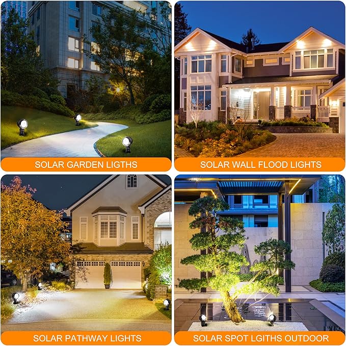 SUNLONG Solar Outdoor Lights,Solar Spot Lights Outdoor Waterproof Solar Spotlight Landscaping for Yard Garden Flag Pathway Trees(Natural White)