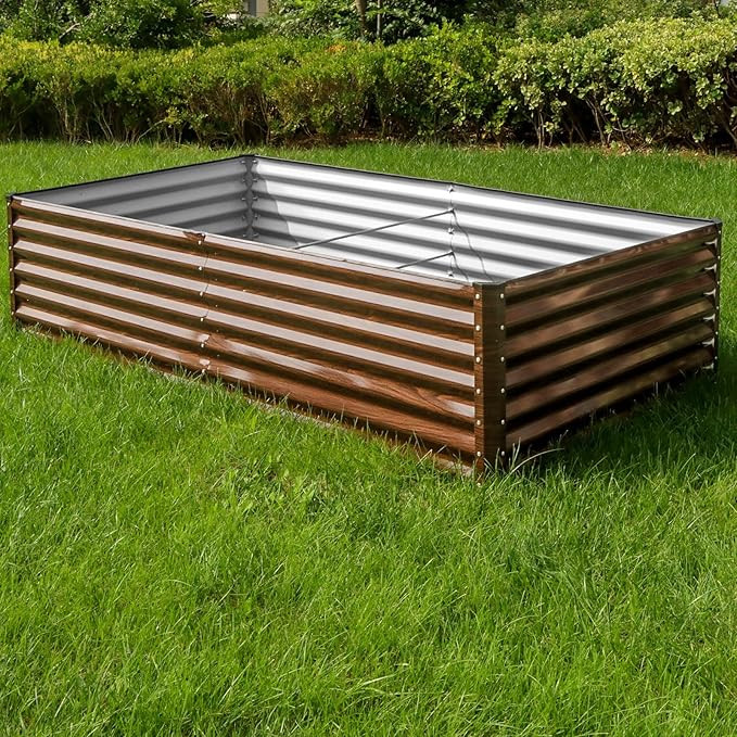 SnugNiture Galvanized Raised Garden Bed 8x4x2FT Outdoor Large Metal Planter Box Steel Kit for Planting Vegetables, Flowers