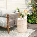 Christopher Knight Home Jayme 18.5" Indoor Outdoor Cylinder Accent Side Table, Patio Decorative End Table, Lightweight Concrete Garden Stool for Patio Living Room Balcony & Garden Decor, Travertine