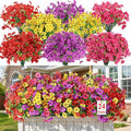 Alupssuc 24 Bundles Artificial Flowers for Outdoors Decoration, UV Resistant Silk Faux Daisy Flora Spring Fake Plastic Plants Greenery for Outside Indoor Yard Home Porch Window Box Decor, Mix 4 Colors