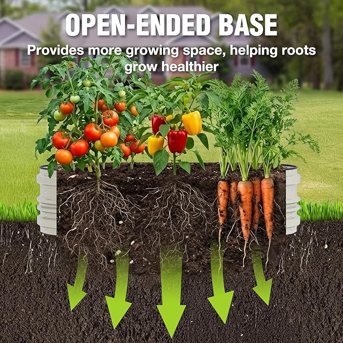 WORKPRO 2PK 4x2x1ft Outdoor Galvanized Raised Garden Bed Kit, Rust & Corrosion Protection, Easy Assembly, Safe Edge, Ideal for Vegetables & Flowers, White