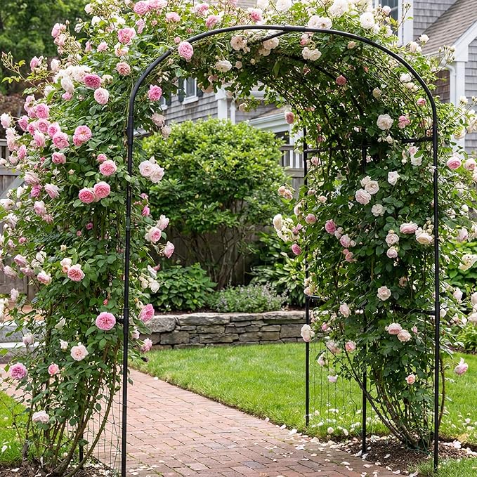 DoCred Tall Garden Arch Trellis for Climbing Plants, 83 Inch Tall Metal Plant Support Trellis Archway for Climbing Vine Vegetable/Fruit/Flower Outdoor Yard Lawn Garden Arch Tunnel Trellis