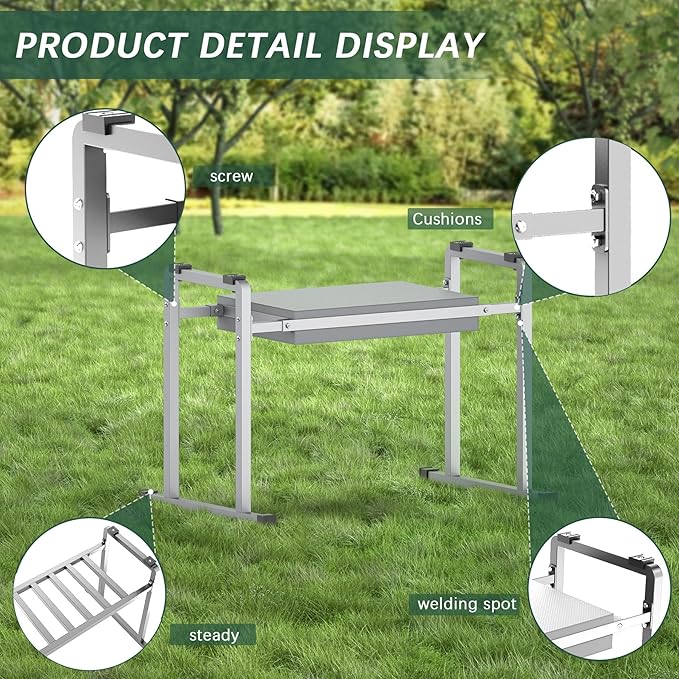 FLINTER Garden Kneelers Seat, Stable and Save Tip-Resistant Design 10.2" Wider Garden Kneeler and Seat with Handle, Heavy Duty Gardening Stool for Seniors, Gardening Weeding Bench for Parents - Gray