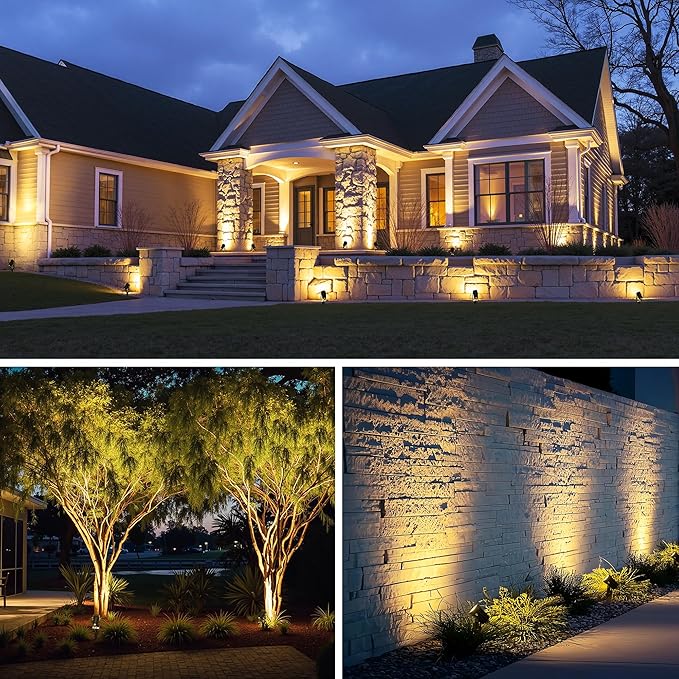All-in-One Outdoor Low Voltage Landscape Lighting Kit, LED Landscape Spot Lights with 60W Transformer and 65FT Wire, Waterproof Outside Spotlights for Yard, Garden, Tree, Pathway, House, 3000K, 8 Pack