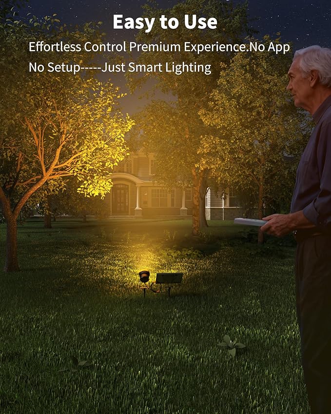 Ofuray Solar Spot Lights Outdoor, RGB Color Changing with 8 Lighting Modes, IP67 Waterproof Landscape Lights 9.8ft Cable, 12000mAh High Power Dusk to Dawn Solar Spotlights for Garden & Outdoor Décor