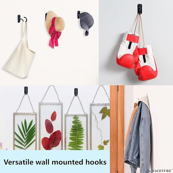NACETURE Ceiling Hooks Heavy Duty 2 Pack - Plant Hooks for Ceiling Hanging Hook for Hanging Basket Hook, Light, Bird Feeders, Wind Chimes Décor Indoor & Outdoor (Black, 2.5 Inch 2 Pack)