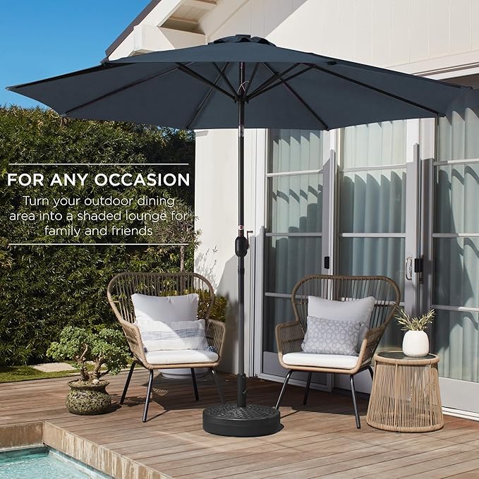 Best Choice Products 10ft Outdoor Table Compatible Steel Polyester Market Patio Umbrella w/Crank and Easy Push Button Tilt