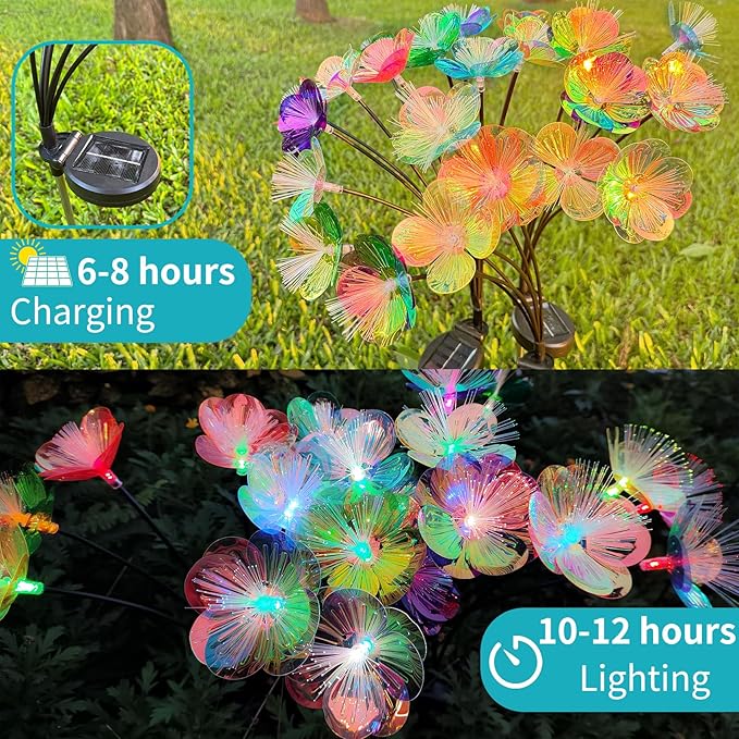 JJGoo 2 Pack Solar Garden Lights, Solar Flower Swaying Light for Outside, New Upgraded Outdoor Waterproof Light for Garden Patio Yard Front Porch Decor