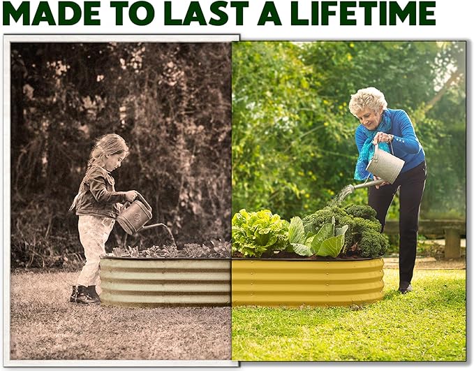Plant & Plot Galvanized Raised Garden Beds Outdoor // 4×2×1 ft (2-Pack) Planter Raised Beds for Gardening, Vegetables, Flowers (Yellow) // Large Metal Garden Box