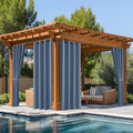 NICETOWN Outdoor Curtains for Patio Fade Resistant, Fade-Proof Curtains Grade 4 Color Fastness Certified, Waterproof Thermal Insulated Privacy Sun Shades for Porch, W52 x L84, Stone Blue, 2 Panels