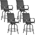 Yaheetech Patio Swivel Barstools Outdoor Chairs Set of 4, High Bistro Stools Outdoor Furniture, All-Weather Patio Stools for Outside, Beach, Lawn, Poolside and Garden, Black