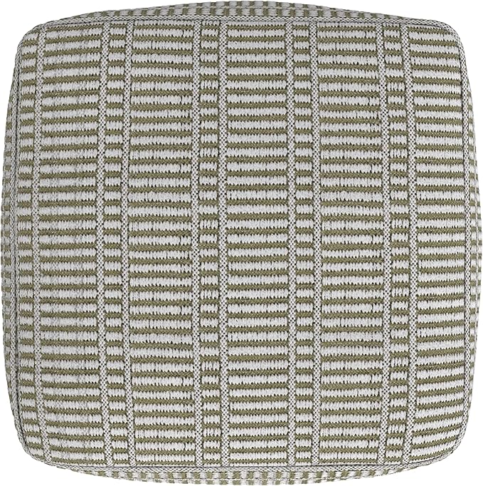 SIMPLIHOME Safford Square Pouf - 20 inch Wide Upholstered PET Polyester Ottoman in Natural/Travertine/White, Boho Indoor/Outdoor Footstool or Extra Seating for Living Room or Bedroom, Assembled