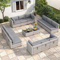 12-Seat Modular Patio Furniture Set – Outdoor Wicker Sectional Sofa with Thick 4″ Cushions, Dual-Strand PE Rattan, Rust-Resistant 18 mm Steel Frame, Backyard Garden Deck Lounge,Black