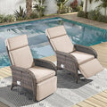 Zero Gravity Wicker Patio Recliner Chairs Set of 2 - Wicker Outdoor Lounge Chair with Adjustable Backrest & Footrest, All Weather Outdoor Reclining Chairs with Thick Cushion for Pool Deck Beige