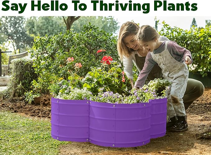 Plant & Plot Galvanized Raised Garden Beds Outdoor // 3×3×1 ft Planter Raised Beds for Gardening, Vegetables, Flowers // Large Metal Garden Box (Purple) // Patented Tool-Free Design
