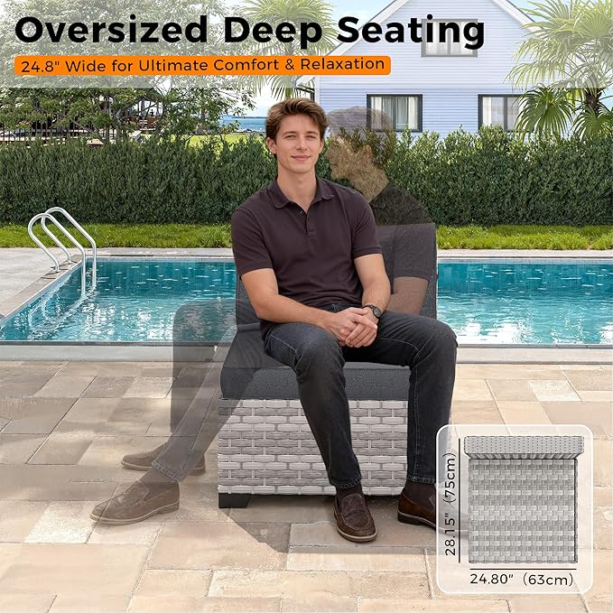 10-Seat Modern Patio Furniture Set with Swivel Rocking Chairs, Thick 4″ Cushions, Dual-Strand Wicker Rattan, Rust-Resistant Steel Frame – Outdoor Conversation & Modular Sectional,Black