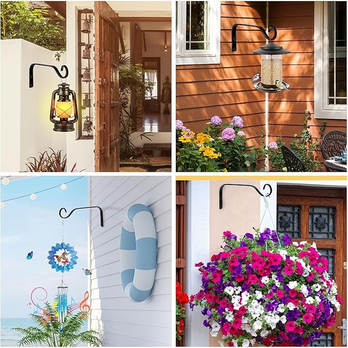 4pcs Wall Mounted Plant Hanger, Indoor/Outdoor Decorative Hook for Hanging Plants, Windchime, Baskets – Rustic Iron Plant Holder, Ideal Wall Décor, Ceiling Hooks for Indoor Garden- (7 in)