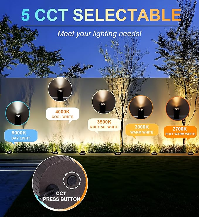 [6 Pack]CLOUDY BAY 9W Low Voltage Landscape Lights,LED Well Lights,Grated Top,12V-24V Waterproof Outdoor,2700K/3000K/3500K/4000K/5000K In Ground Lights for Fence Pathway Deck,Transformer Excluded