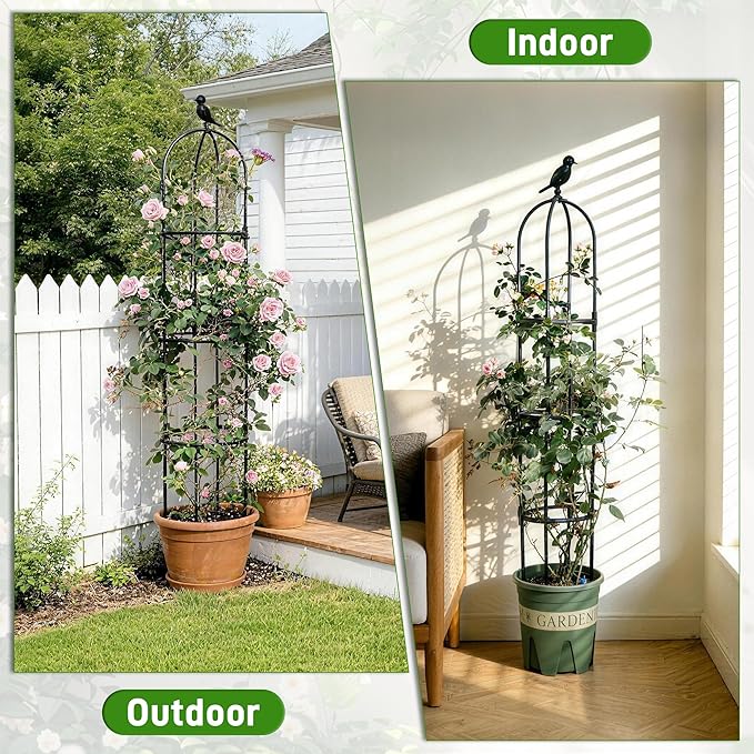 2 Pack Trellis for Climbing Planting Outdoor, 6ft Plant Trellis-Rustproof Metal Pipe with Heavy Duty Plastic Coated, Potted Plant Support for Clematis Vine Jasmine Support
