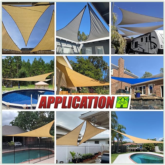 ColourTree 20' x 20' x 28.3' Beige Right Triangle CTAPRT20 Sun Shade Sail Canopy Mesh Fabric UV Block UPF50 - Commercial Heavy Duty & 190 GSM - 3 Years Warranty (We Make Custom Size)