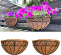 LaLaGreen Large Wall Planter Outdoor - 2 Pack, 14 Inch Large Fence Hanging Flower Baskets with Coco Liner, Herb Pots Holder Rail Planter Outside Railing Deck Porch Balcony Vertical Garden Privacy Wall