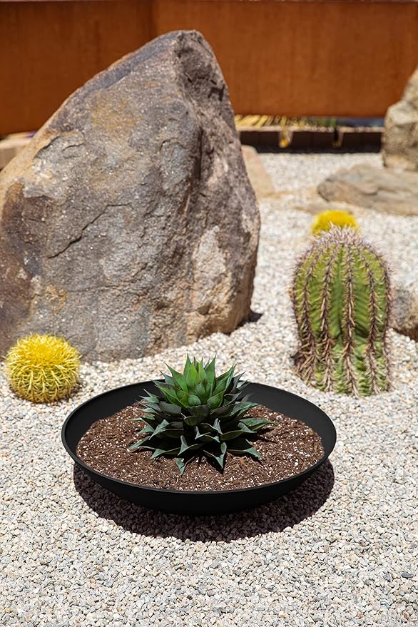 Veradek 24" Lane Round Bowl Planter for Indoor or Outdoor Use - 2-Pack Black