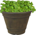 Sunnydaze 20-Inch Franklin Large Plant Pot - Polyresin Round Outdoor Planter with Drillable Drainage Hole - Sable