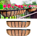 LaLaGreen Deck Railing Planter Boxes for Plants (24 Inch, 2 Pack) Black Metal Wall Planters for Outdoor Plants, Window Flower Box Deck Railings with Coco Liner, Fence Balcony Patio Porch Over Rail