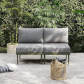 Sundale Outdoor 2 Pieces Patio Sofa Set, Metal Outdoor Sectional Loveseat with 6 Inch Olefin Cushion, All-Weather Modern Patio Chair Sets for Porch, Balcony