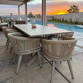 PURPLE LEAF 9 Pieces Outdoor Dining Set with Patio Aluminium Dining Table and Wicker Rattan Chairs Modern Furniture Cushions Sets for Backyard Indoor Decor Kitchen Champagne