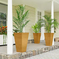 Outsunny Tall Planter for Outdoor Plants Set of 3, 28 Inch Taper Planter with Drainage Holes, Wood Grain Decor Garden Pot for Indoor Outdoor Porch Patio Backyard, Light Brown