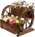 NestNature Wooden Wagon Planter Box,Raised Garden Bed,Decorative Garden Planters with Wheels-Outside Flower Pots for Indoor/Outdoor Décor Plants