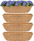 Y&M 24" Coco Liner for Window Box Deck Basket Planter Trough Coconut Fiber Liners, 4pcs Trough Coco Liner Pre-Formed Replacement