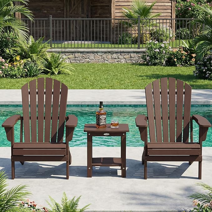 Y&M Outdoor Side Table, HIPS Adirondack Small Double Layer Table, Waterproof Square Outside Table, Balcony End Tables for Patio, Pool, Porch, Deck, Indoor or Outdoor Use, Coffee