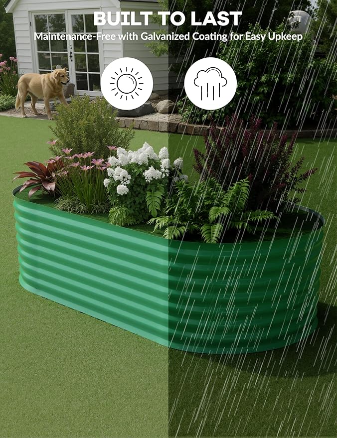 GarveeLife 2 Pcs Raised Garden Beds Outdoor 6x3x2 ft - Galvanized Steel Planter Box for Vegetables, Flowers, Rust-Resistant Garden Box, Easy Assembly Raised Beds, Durable Planters for Outdoor Plants